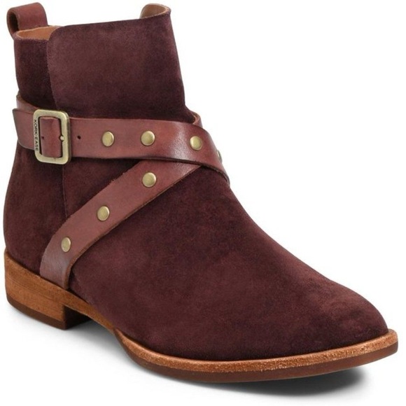 Kork-Ease Maroon Ankle Boots with Strap - Picture 2 of 6